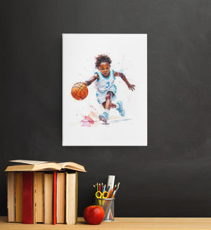Black Children Art Print Basketball