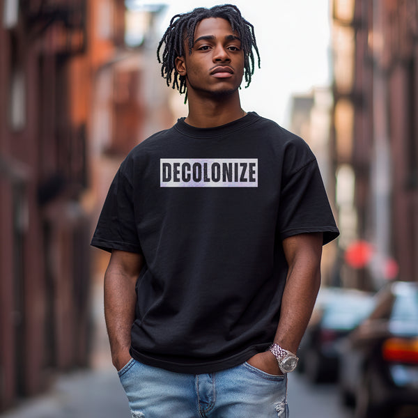 black Decolonize heavyweight t-shirt