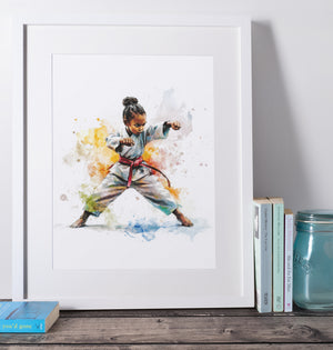 Black Children Art Print Martial Arts