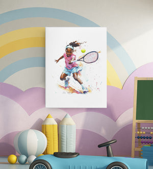 Black Children Tennis Art Print